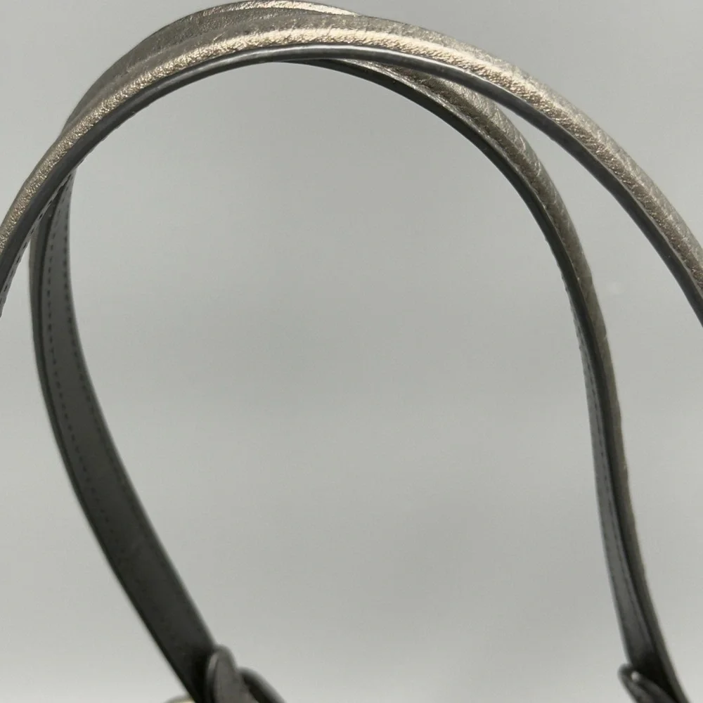 Coach Metallic Pebble‎ Leather Shoulder Bag Pewter Hobo Purse - Picture 7 of 16